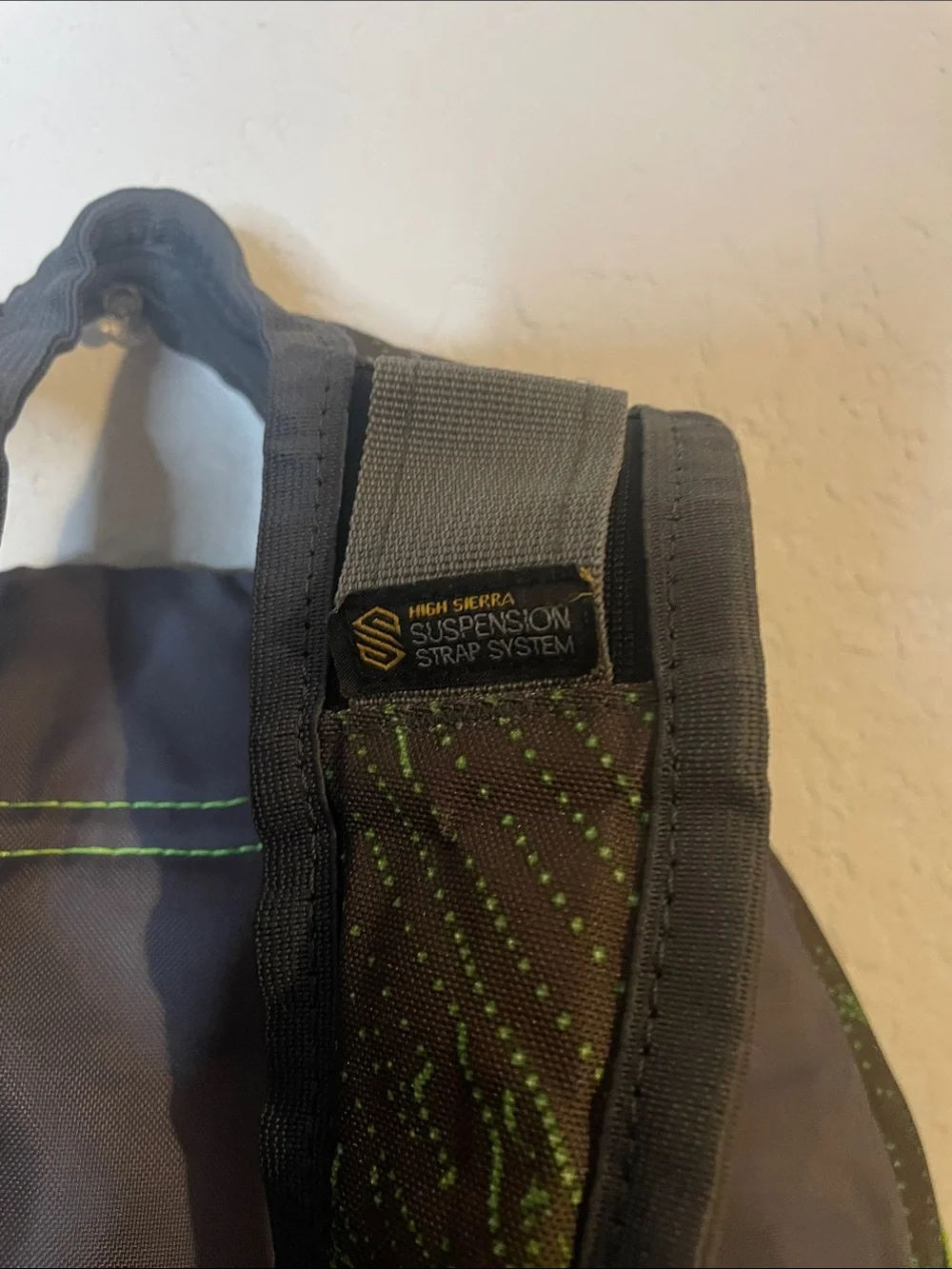 High Sierra Gray Backpack with Lime Green Accents